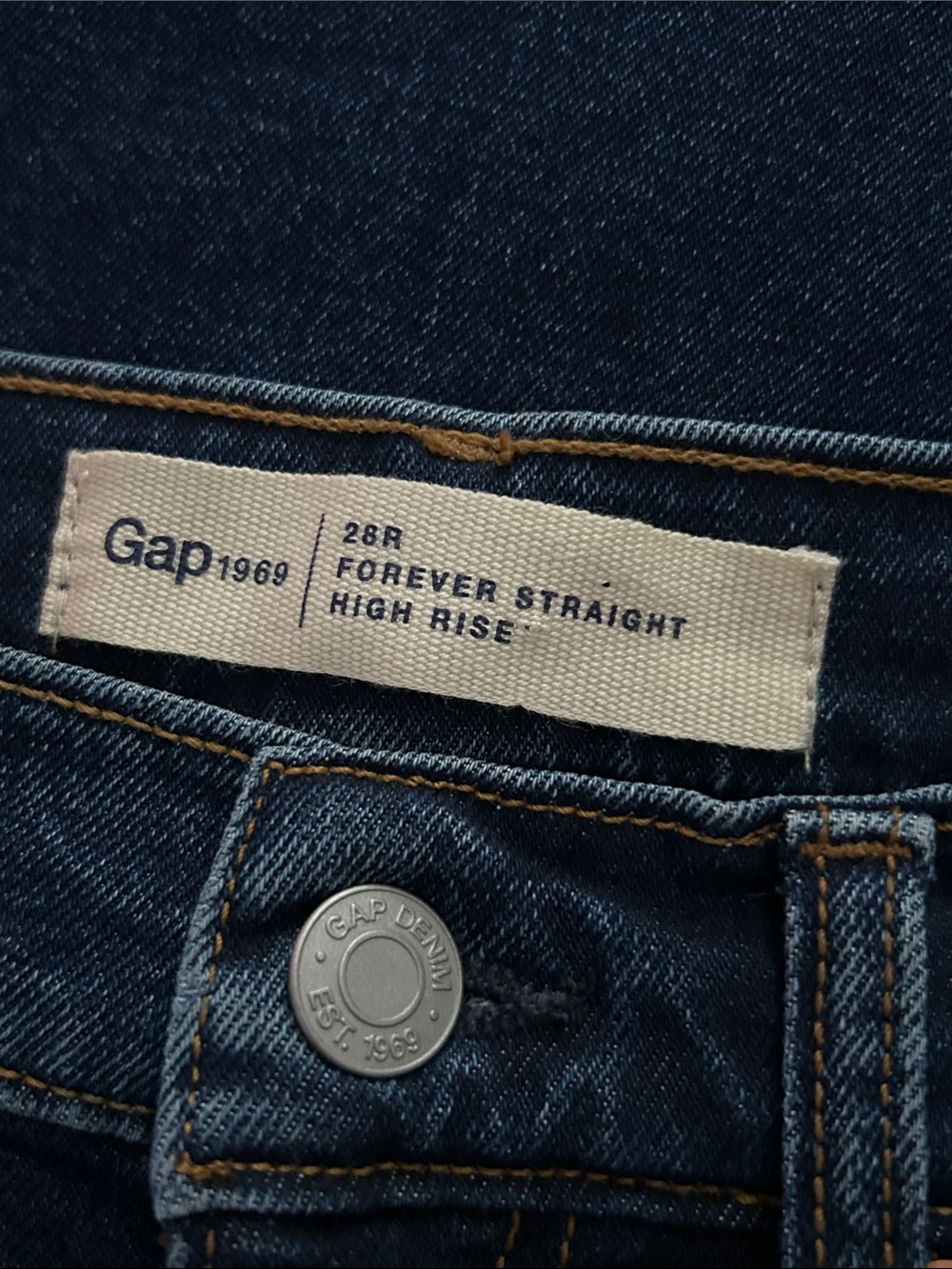 Gap 1969 Forever Straight High Rise Jean Dark Rinse Woman's 28 Regular - Picture 5 of 5